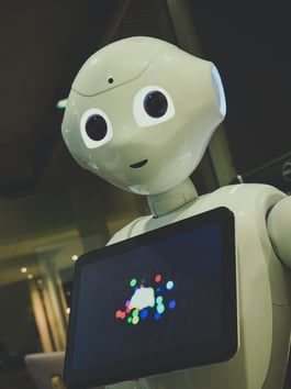 Robot with screen. AI Agent vs Agentic AI. 